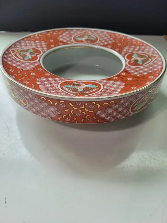 The Toscany Collection Arita Japan Porcelain Bowl Ashtray Red Gold Phoenix Desig - Picture 10 of 13